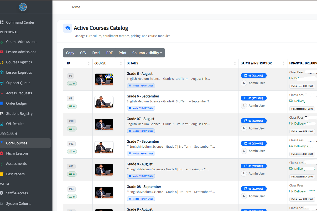 Admin Interface